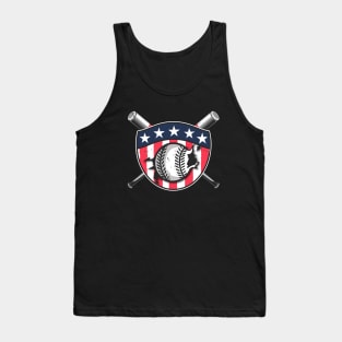 Baseball Player Badge American Flag Team Tank Top